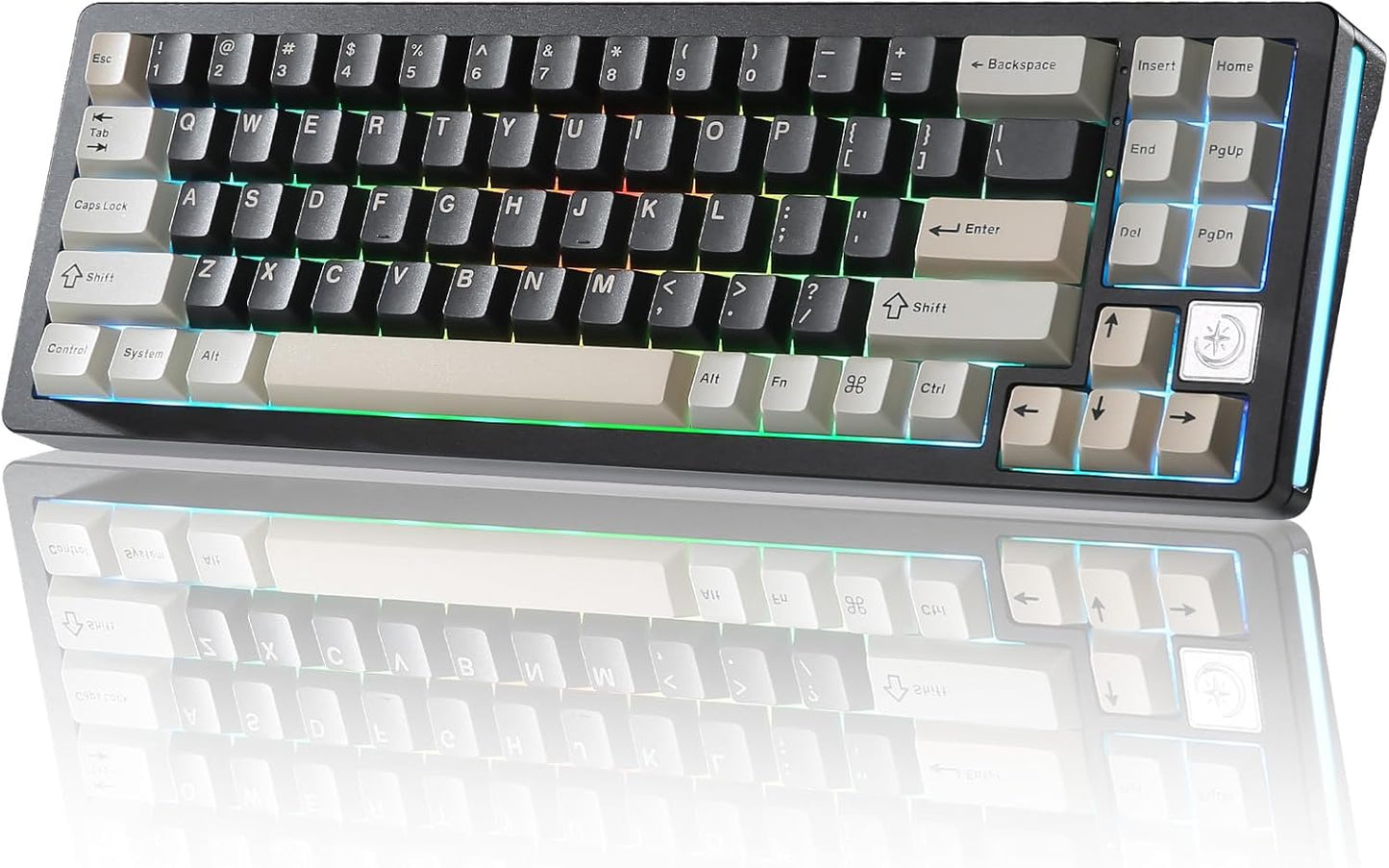 YUNZII AL71 75% Mechanical Keyboard,Full Aluminum CNC,Hot Swappable Gasket,2.4GHz Wireless BT5.0/USB-C Wired,NKRO Programmable RGB Backlight Creamy Typing for Win/Mac(Blue,Crystal White Switch)