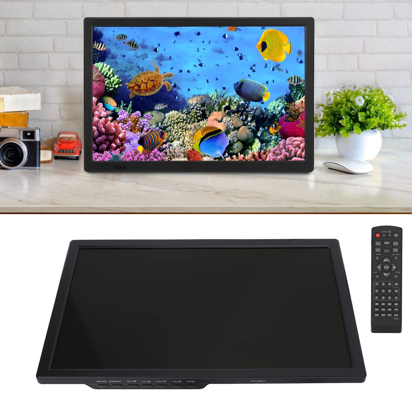 16" Digital Television,ATSC Portable TV 1280x800 LED Television Video Player,with 1800mAh Rechargeable Battery,Antenna, AV ,Headphone, HDMI,USB Interface