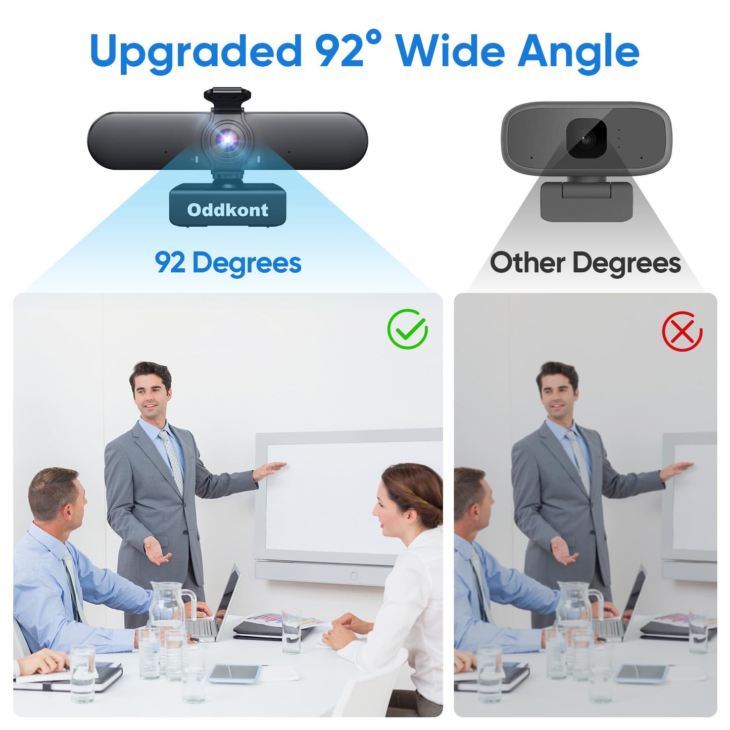 1080P Full HD Webcam with Microphone, Auto Light Correction, 360° Rotatable, Built-in Privacy Cover, Plug & Play, Compatible with Windows, Mac, Laptop, Desktop (Zoom, Skype, Teams, Video Conferencing)