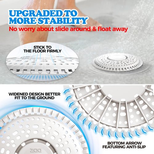 zaa Shower Drain Hair Catcher, 2 Pack Premium Silicone Drain Protector & Shower Drain Cover for Regular Drains of Shower Room and Bathroom, White