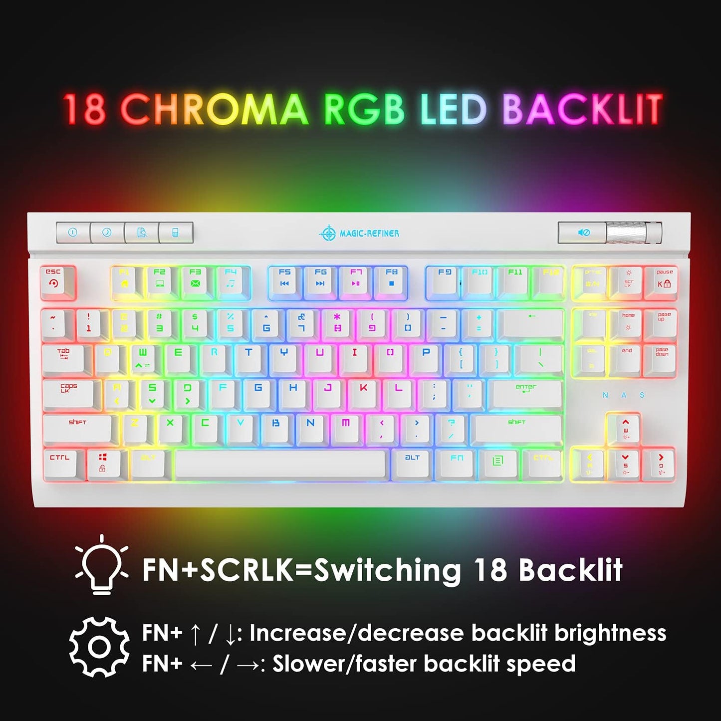 ZIYOU LANG Mechanical Gaming Keyboard, 87 Keys Chroma RGB LED Backlit, Blue Switch, USB-C, PC/Mac Compatible