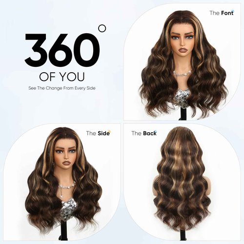 Kesenmu Ombre Lace Front Wig Human Hair, 13x6 HD Honey Blonde Body Wave Lace Frontal Wigs Human Hair,210% Density Colored 4/27 Highlight Wig for women 20 inch