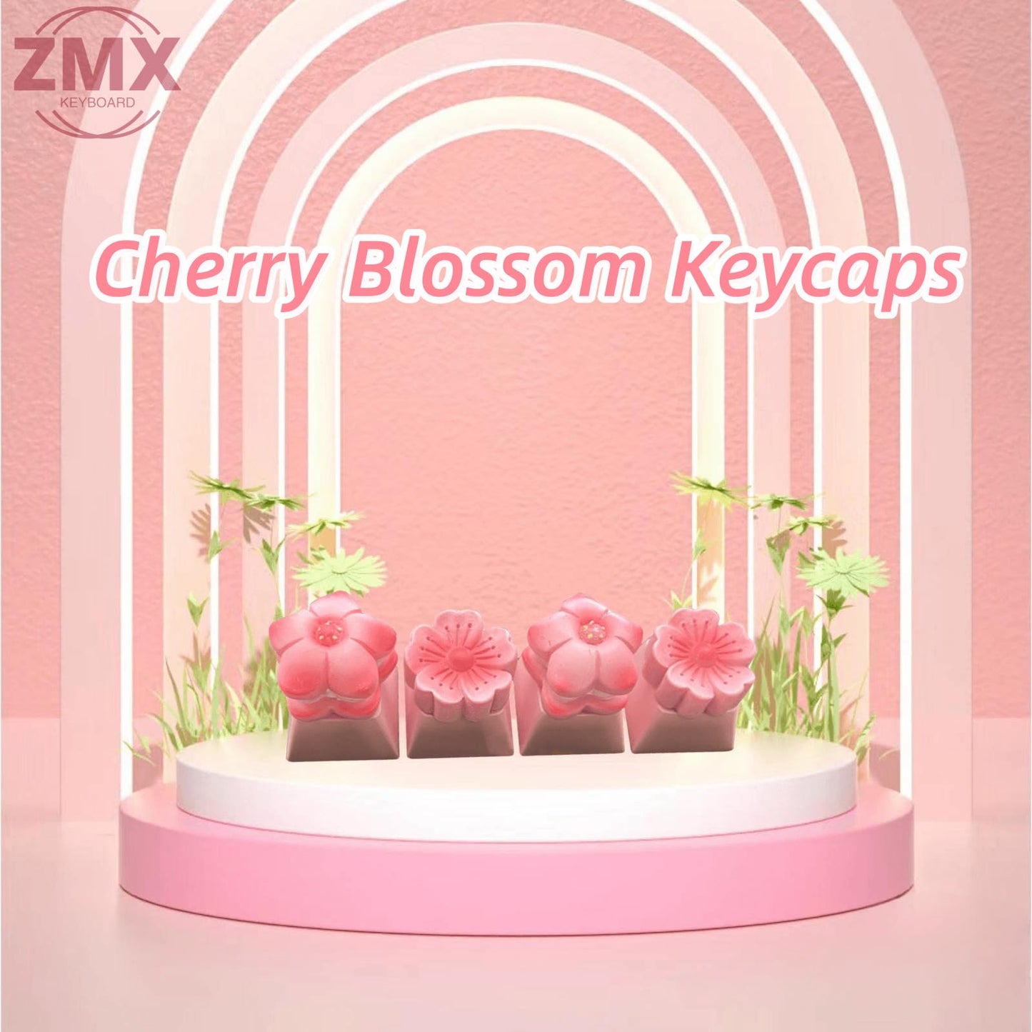ZMX Cute Flower Keycaps,Pink Cherry Blossom Custom ESC Keycaps Artisan Resin Keycap for MX Switches Mechanical Gaming Keyboard OEM Profile R4 Height Personalized 3D Single Keycap (02)