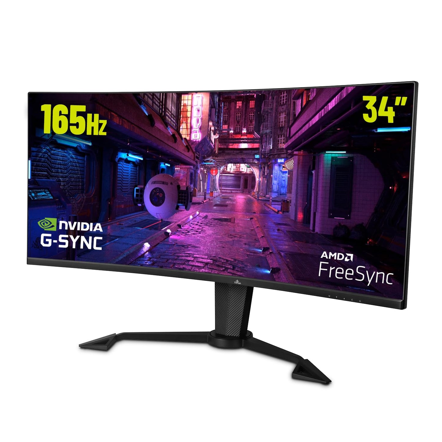 34 inch Ultrawide Curved Gaming Monitor, WQHD 3440X1440 Resolution165 Hz 1ms 1500R VA Screen PC Monitor, YEYIAN Sigurd 4000 2K Monitor, 21:9 PIP/PBP 178° Viewing Angle 121% sRGB 16.7M, Tilt Adjustable
