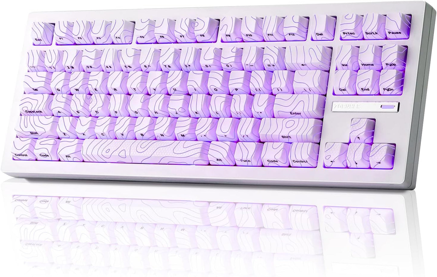 ZORNHER ZH870 Wireless Mechanical Gaming Keyboard,80% White Custom Creamy Sound Keyboard with Lighted Up IMD PBT Keycaps,Pre-lubed Linear Switches,Hot-Swappable,RGB Backlit,2.4GHz/USB-C/BT5.0