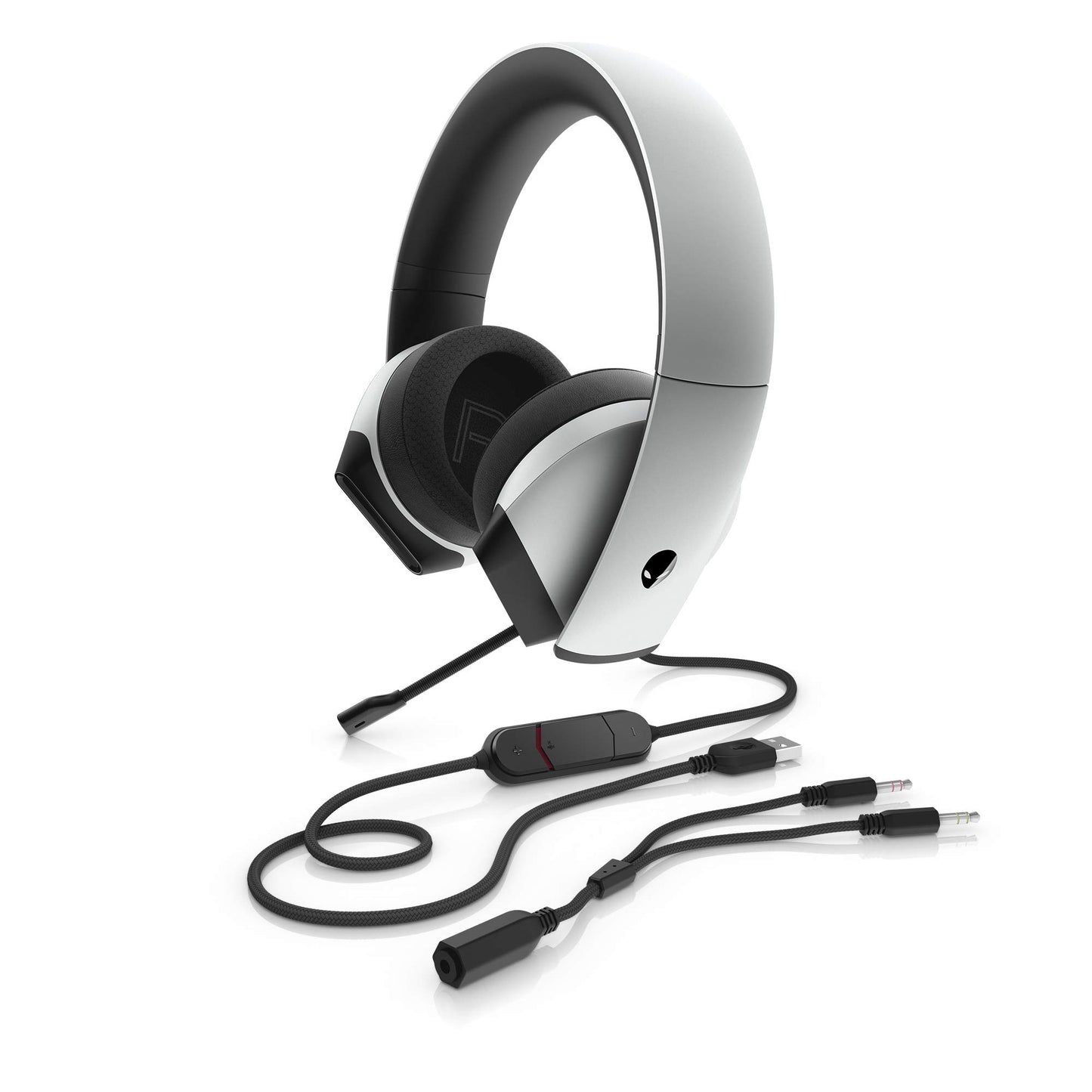 Alienware 7.1 PC Gaming Headset AW510H-Light: 50mm Hi-Res Drivers - Noise Cancelling Mic - Multi Platform Compatible(PS4,Xbox One,Switch) via 3.5mm Jack, Gray