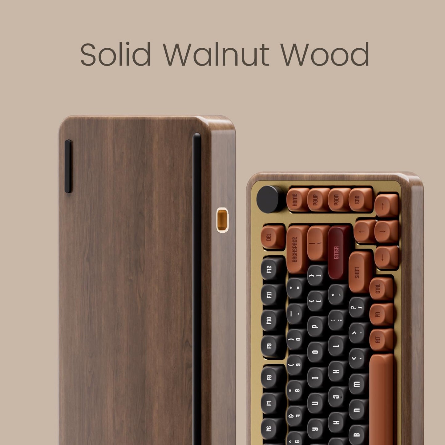 Akko MU02 Mechanical Keyboard with Walnut Wooden Case 75% RGB 2.4G Wireless/Bluetooth/Wired Hot-Swappable Gaming Keyboard with PBT Dye-Sub Keycaps for Mac & Win (Autumn, Rosewood Switch)