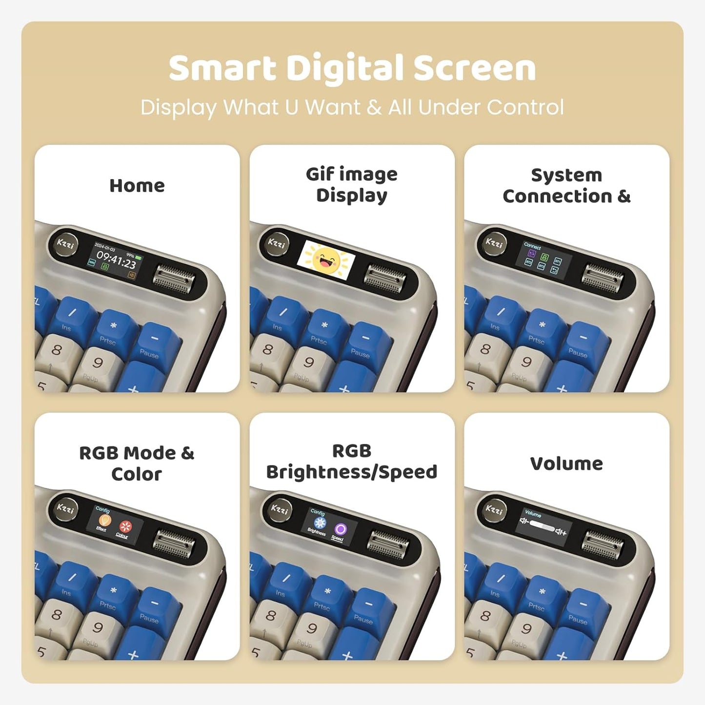 Z98 Creamy Keyboard, Wireless Mechanical Keyboard with Smart Display & Knob, Tri-Mode Connection