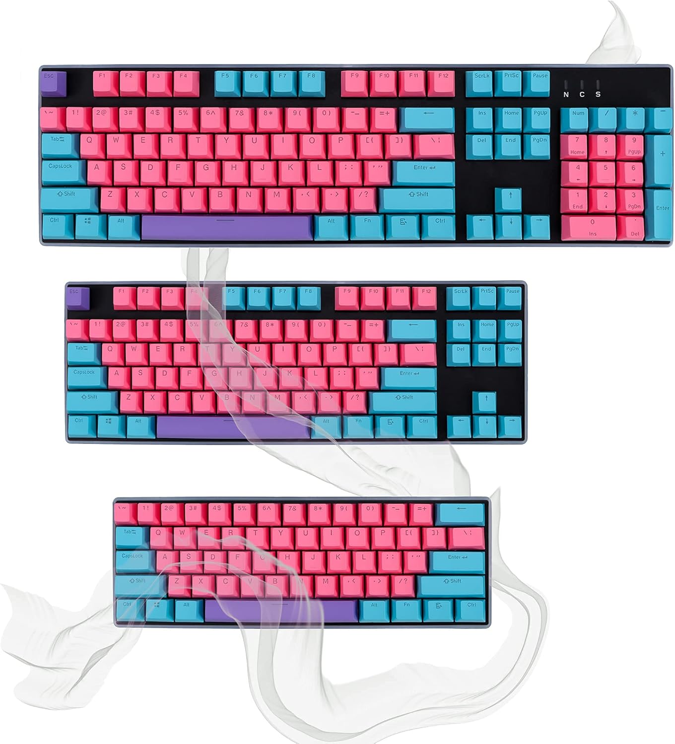 129 Keys PBT Keycaps Dye-Sublimation Keycap XDA Profile Custom Keycaps Anime Keycap Set for 60% 75% 100% MX Switches Mechanical Gaming Keyboard(Peach Cat)