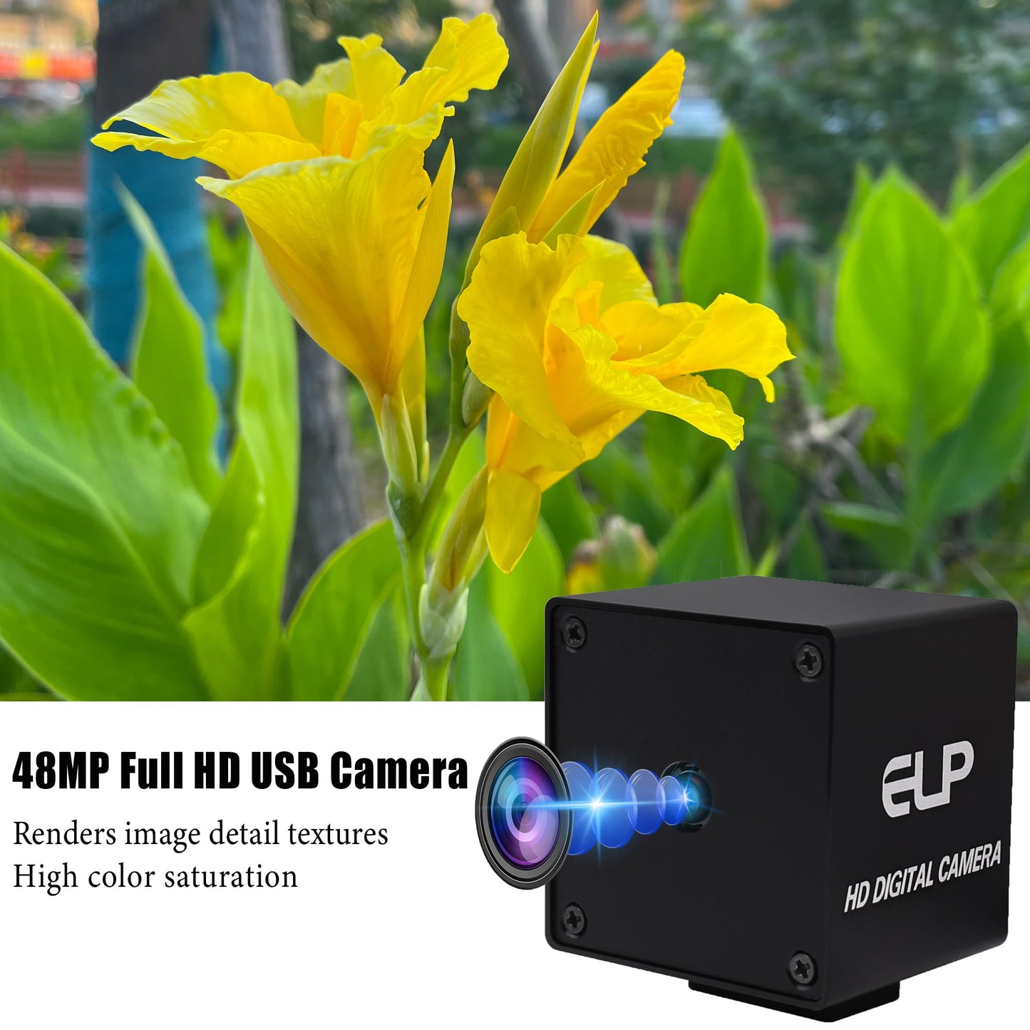 48MP USB Camera Autofocus Ultra HD 70 Degree Lens with Mini Metal Case, High Speed 4K 30fps Webcam Plug and Play Industrial Surveillance Security Camera for PC/Mac OS/Windows/Raspberry Pi/Scanner