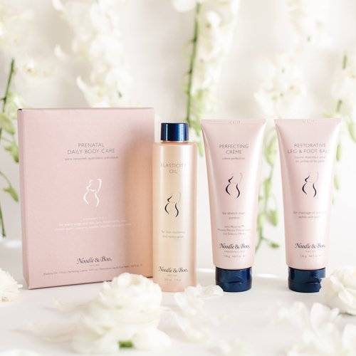 Noodle & Boo Prenatal Essential Daily Body Care Kit - Perfecting Crème, Elasticity Oil, Restorative Leg & Foot Balm, Trimester 1-3, 16.6 fl. oz.