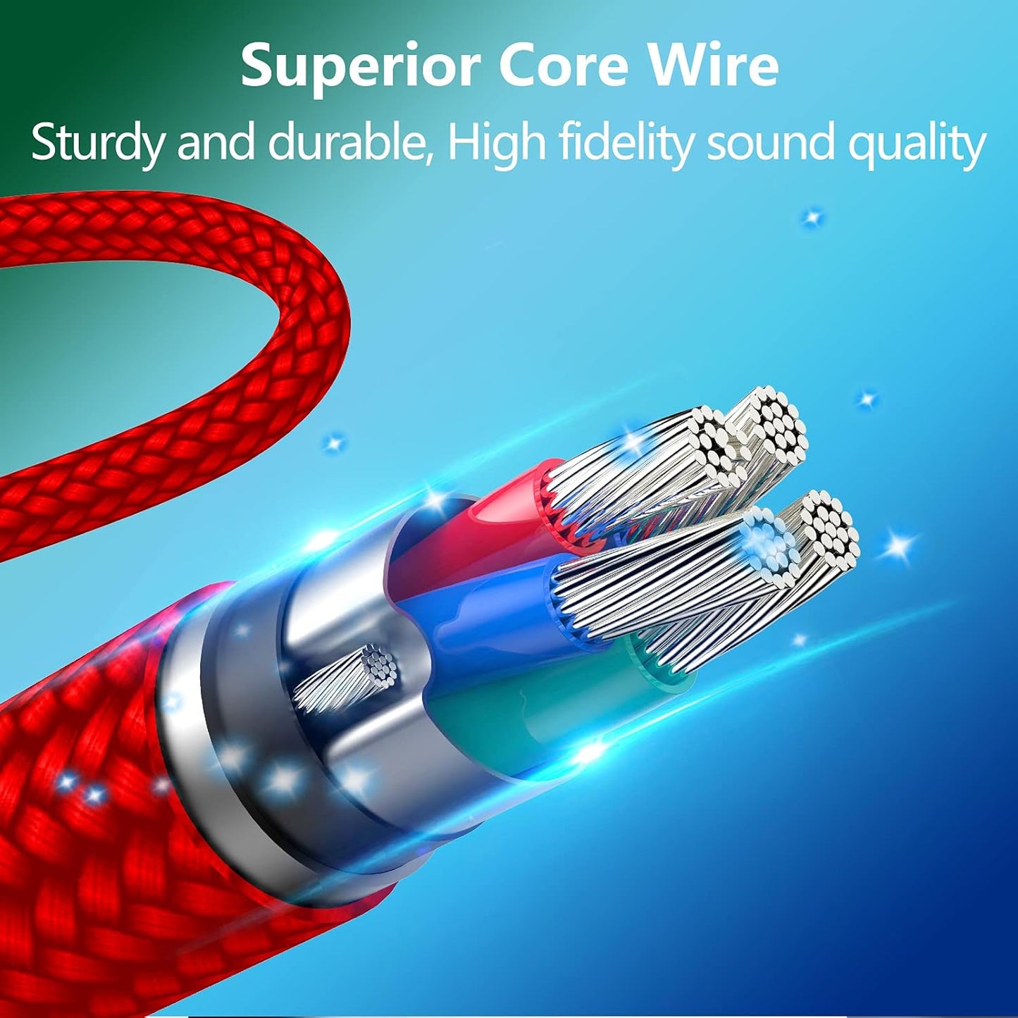6.5 Feet/2.0 M Replacement for Arctis Headset Cord, Audio Cable for SteelSeries Arctis 7, Arctis 5, Arctis 3, Arctis Pro Wireless, Arctis Pro Gaming Headsets Cable, Nylon Braided Wire-Red
