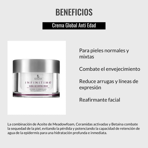 Lendan - Facial Cream - Global Age Control Cream Infinitime - 50 ml - for Normal and Combination Skin - Lightweight Hydration - Supports Skin’s Natural Firmness