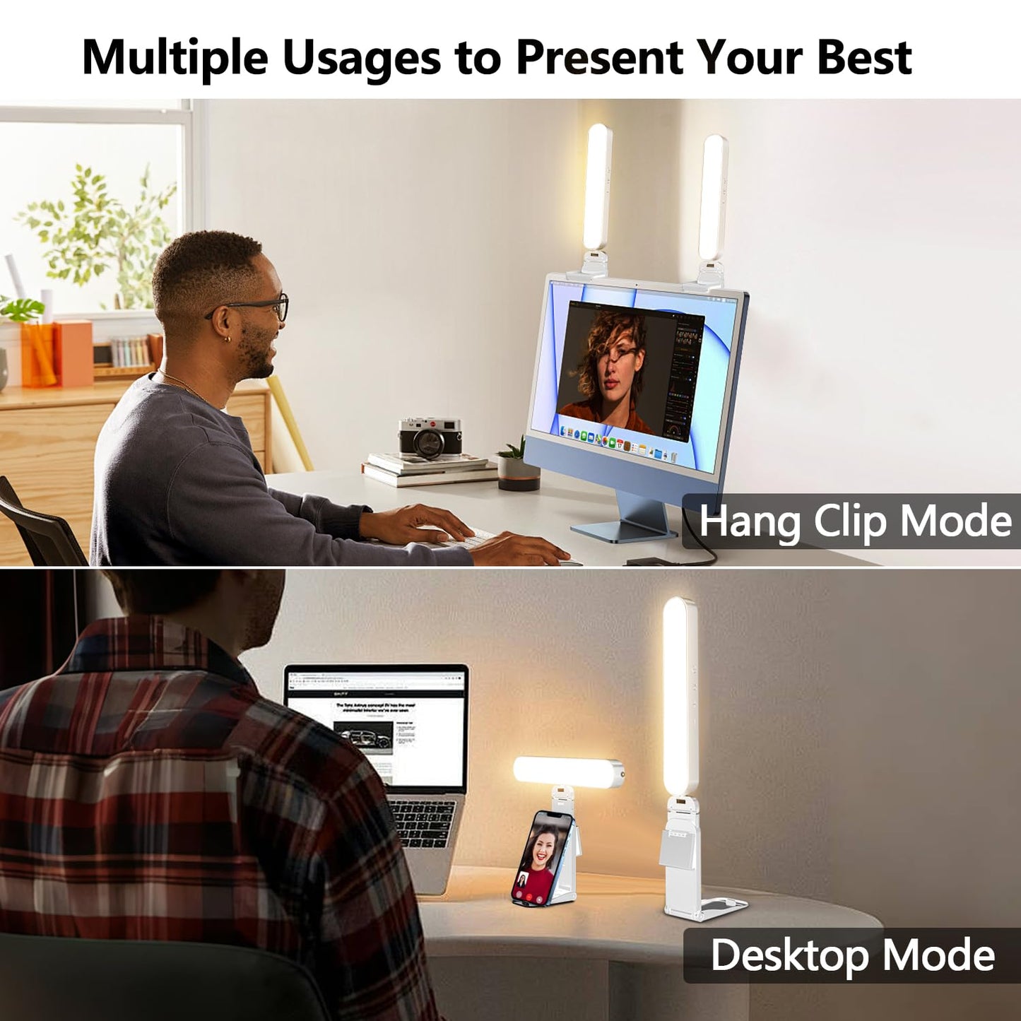 yAyusi Dual-lamp Video Conference Lighting, LED Streaming Light with Remote and Touch Control, Zoom Lighting for Computer,Webcam Laptop Monitor Ring Light for Video Calls/Zoom Meetings/Video Recording