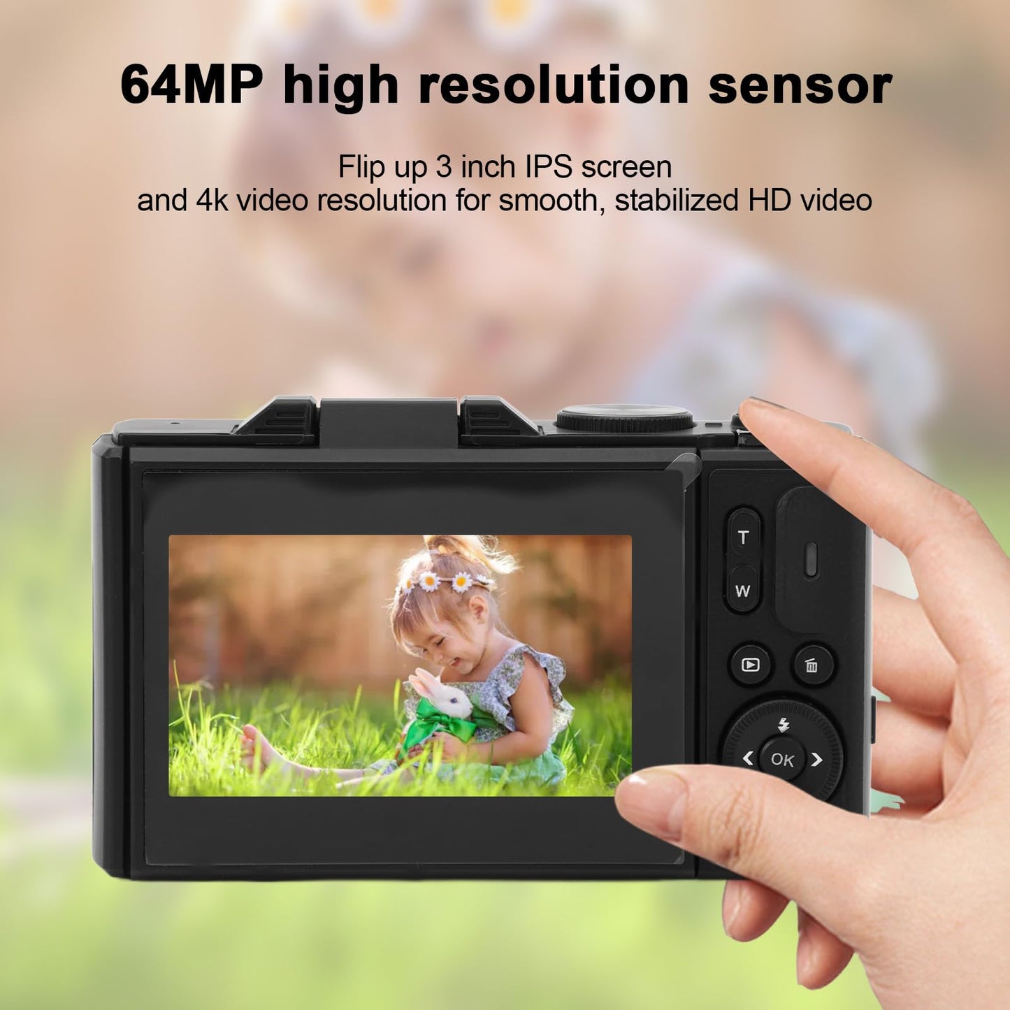 Zunate Retro 64MP Digital Camera, Vintage 4K UHD Vlogging Camera with 18X Zoom, Autofocus, 3 Inch Flip Screen for Travel Photography Vlogging (Black), Zunateyk6vg30wnx-12