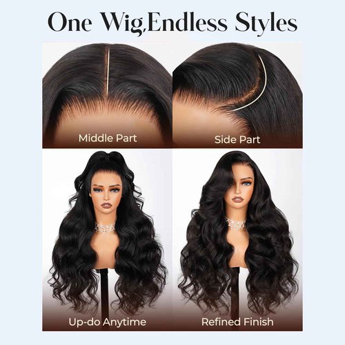 28 inch Body Wave Lace Front Wigs Human Hair 200% Density Pull Go 13x6 HD Transparent Glueless Human Hair Wig for Women Pre Plucked Pre Cut Bleached Knots with Baby Hair
