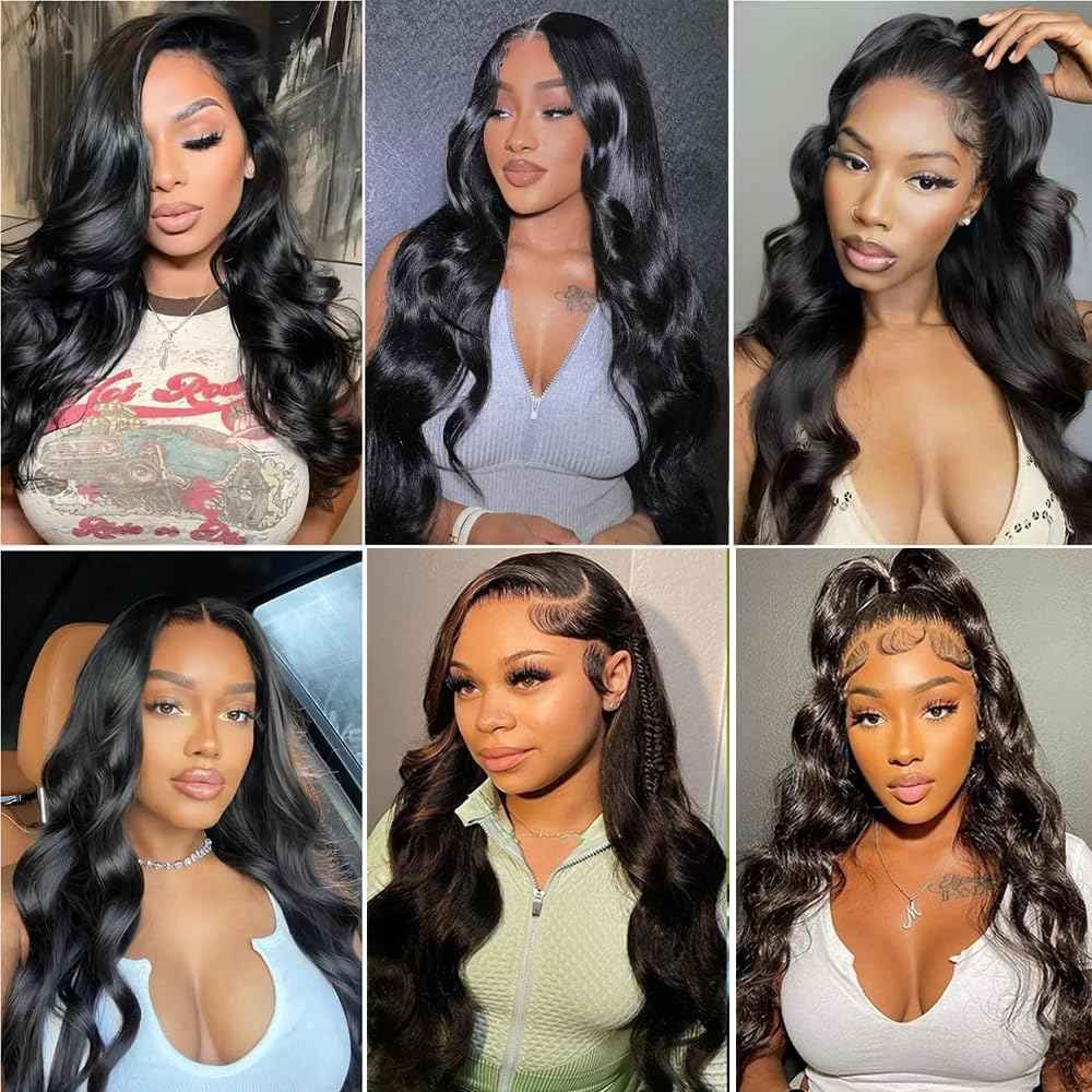 30 30 30 Inch Human Hair Bundles Natural Black Color Body Wave Bundles Unprocessed Brazilian Virgin Hair 3 Bundles Color #1B Body Wave Bundles Human Hair Extensions