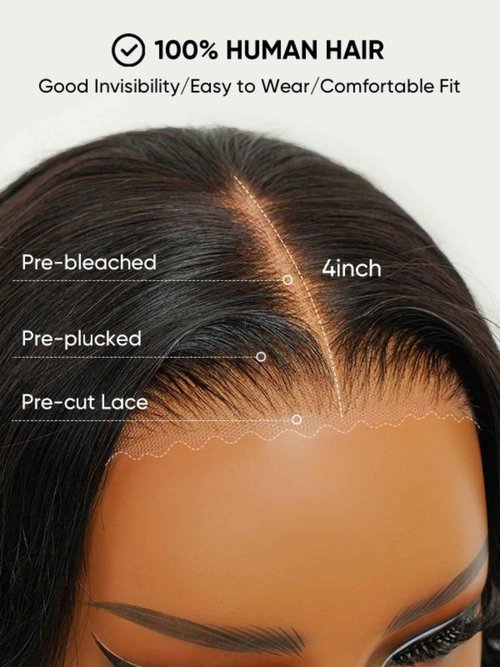 Wiggins Hair Body Wave Bob Wig Human Hair 4x7 Lace Front Wigs Human Hair Pre Cut Lace Ready to Wear Glueless Wig Human Hair Body Bob Wig For Women Pre-Bleached Knots & Adjustable Straps 12 Inch