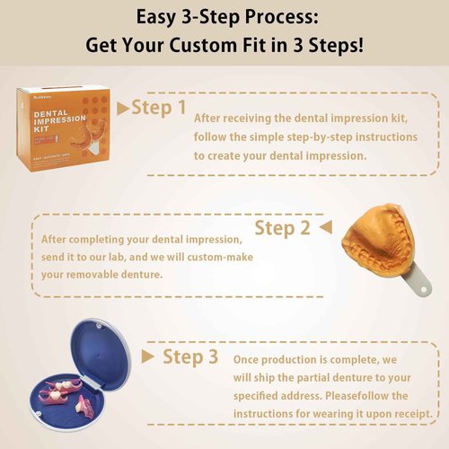 Custom Partial Dentures for Women with No Teeth, Temporary Dentures for Men, Removable Dentures for Tooth, Personalized Replacement Teeth, Adjustable & Comfortable, Easy to Use (1 Tooth)