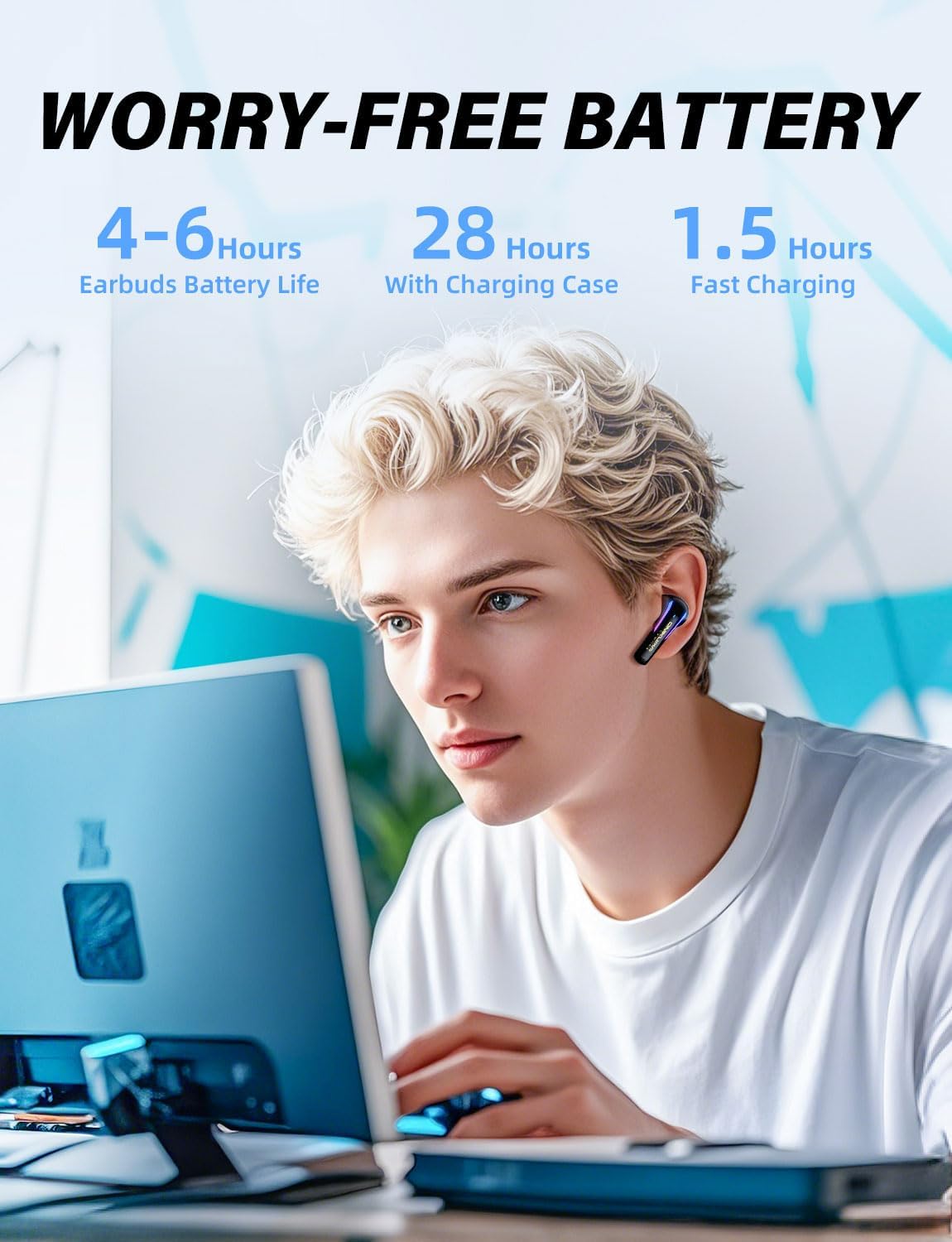2.4G Wireless Gaming Earbuds with ENC Mic, 20ms Low-Latency for PS5/4, Meta Quest 3/3S/2, 2.4GHz Bluetooth Dual-Mode Headphones for Phone, Pad, Laptop, Steam Deck, Switch, PC, VR(with USB-C Dongle)
