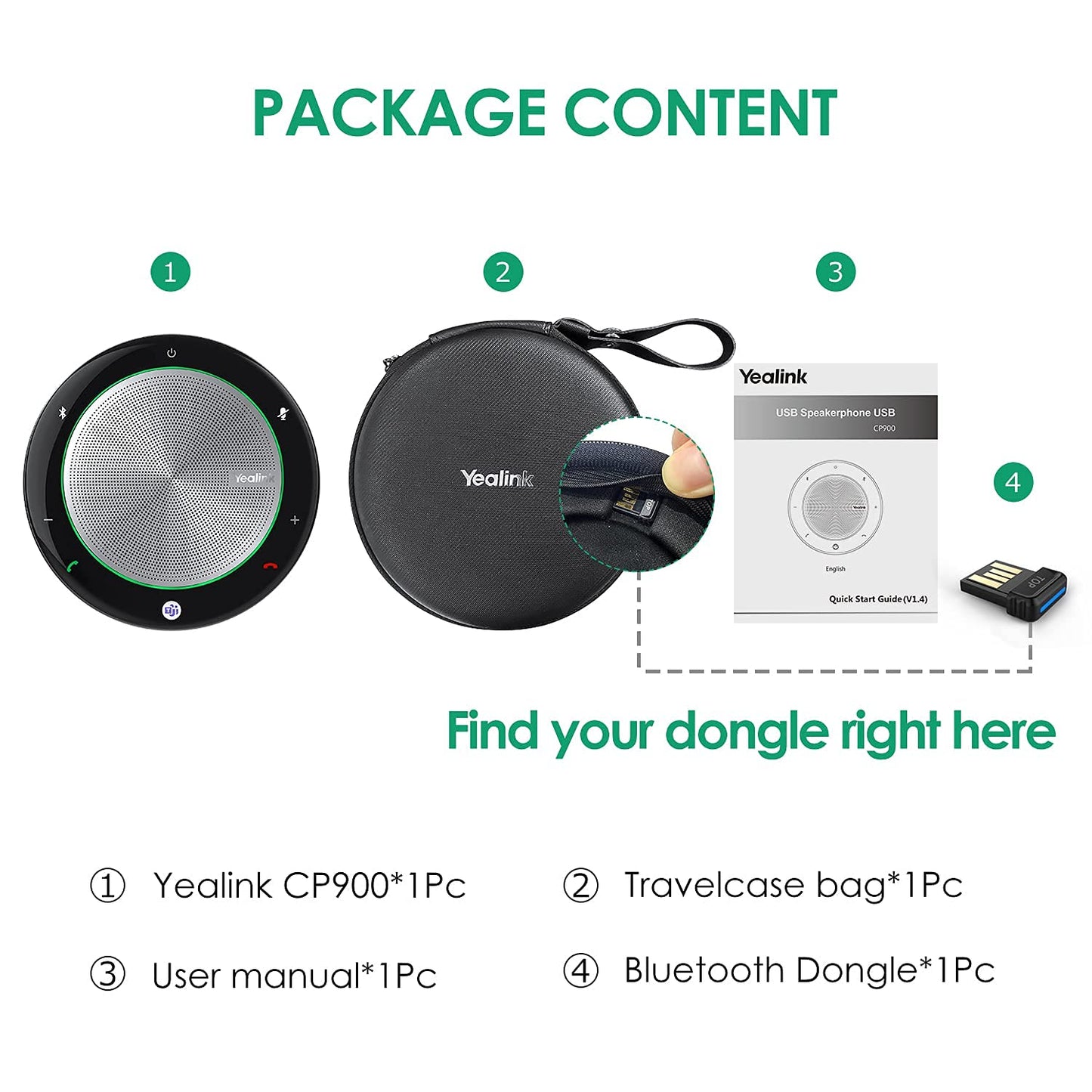 Yealink Bluetooth Speakerphone Conference Microphone Teams-Certified CP900 Enhanced Noise Reduction Algorithm Home Office 360° Voice Pickup