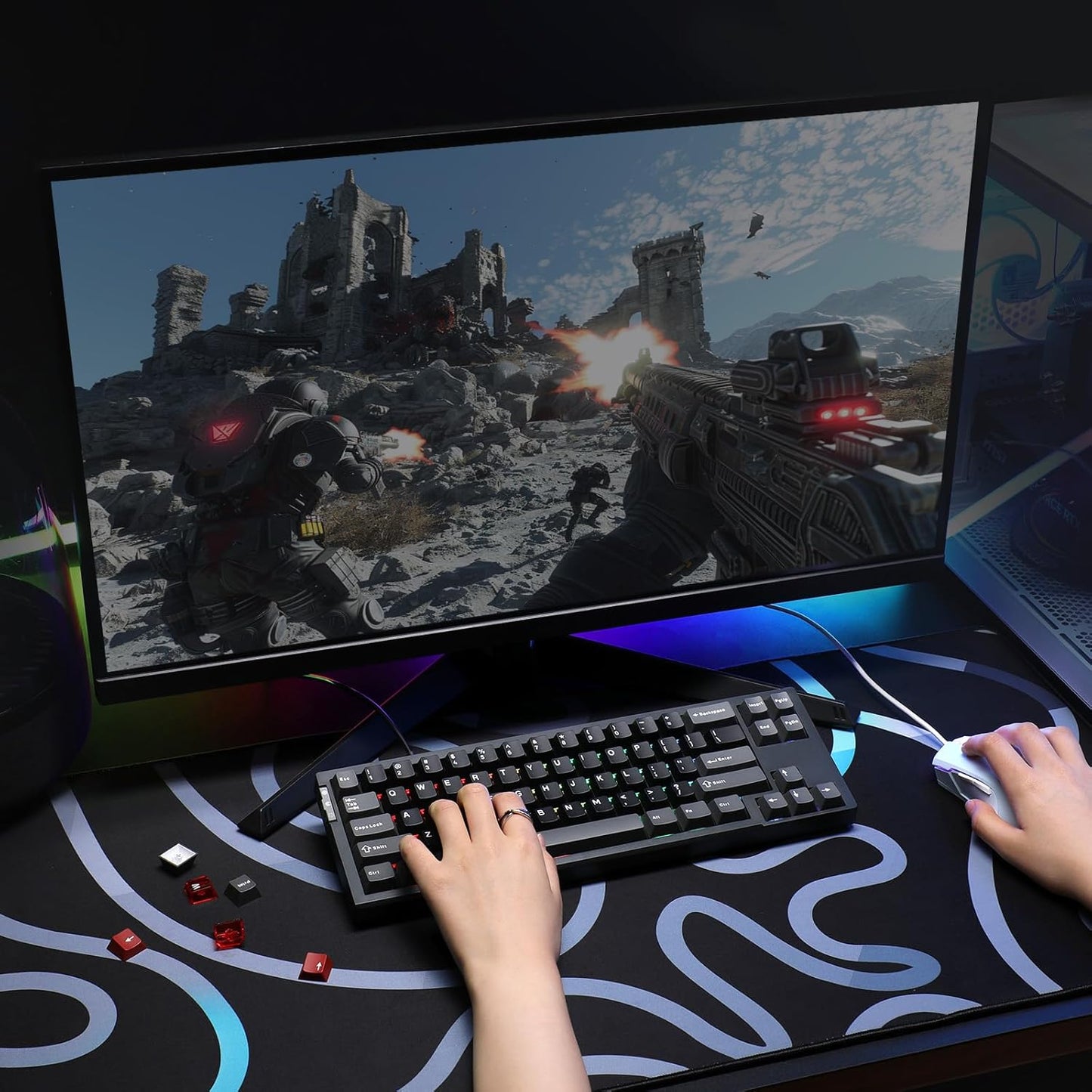 YUNZII RT68 Rapid Trigger Gaming Keyboard,Hall Effect Magnetic Switch,68 Keys,RGB Backlit RGB,Gasket Mount Hot Swap Struture,Adjustable Actuation TKL for Mac/Win(Beige, Outemu Switch)