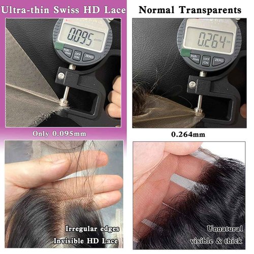 Mnador 2x6 SKINLIKE Real HD Lace Closure Deep Parting Straight Human Hair 0.095mm Ultra-thin hd lace Closure Tiny knots Brazilian Virgin Human Hair Closure pre plucked with Natural Hairline, 20inch