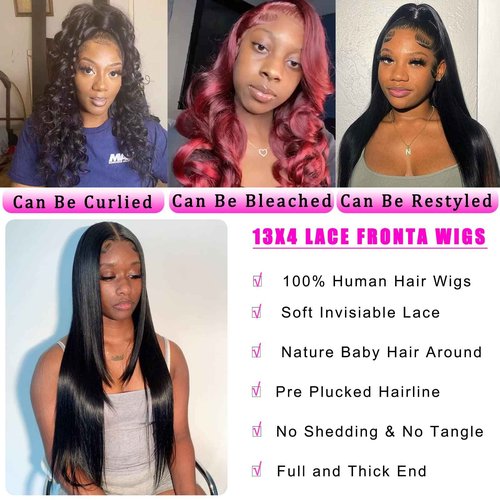 bunGiol 26 Inch Straight Lace Front Wigs Human Hair 10A Virgin Lace Frontal Wigs 13x4 Hd Lace Front Wigs Human Hair Wig with Babyhair Natural Hairline 180%