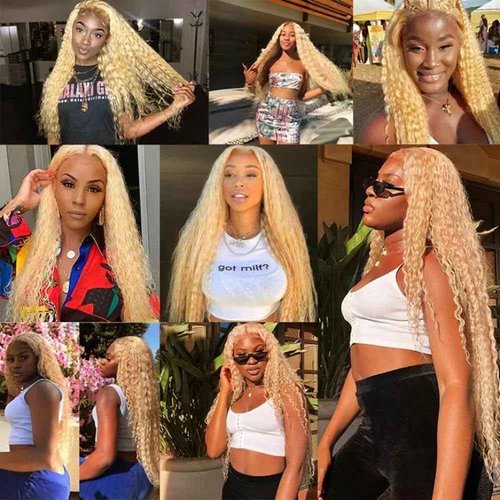 24 26 28 inch Blonde Bundles Human Hair 613 Deep Wave Bundle P27/613 Wet and Wavy Bundles Two Tone 613 and #27 Color