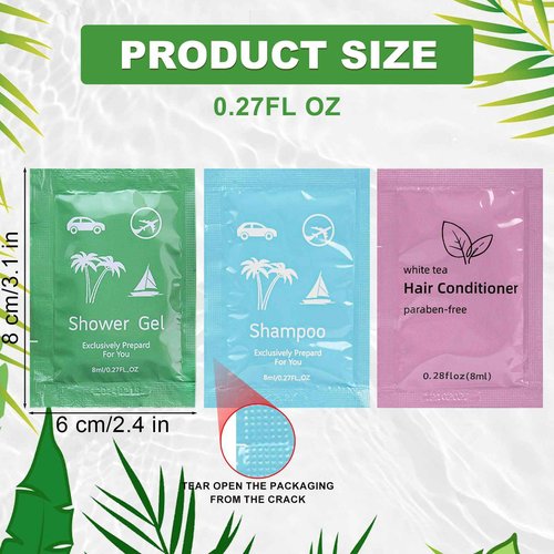 Body Wash Shampoo Conditioner Set Travel 0.28fl Oz,Travel Size Shower Gel Set,Shampoo and Conditioner Travel Bulk,Hotel Supplies Bulk Hygiene Kits for Homeless Guests Hotel (200)