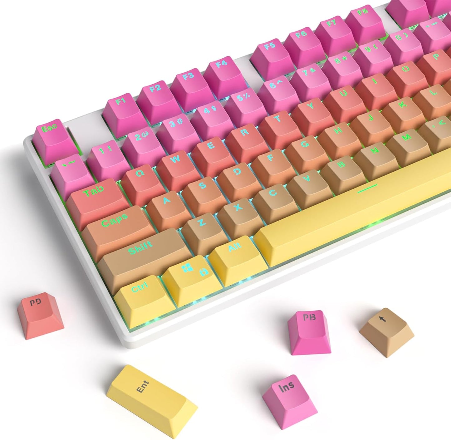133 Keys PBT Keycap XDA Profile Keycaps Dye-Sublimation Custom Keycaps for MX Switches 60% 75% 100% Mechanical Gaming Keyboards(Caramel Bear)