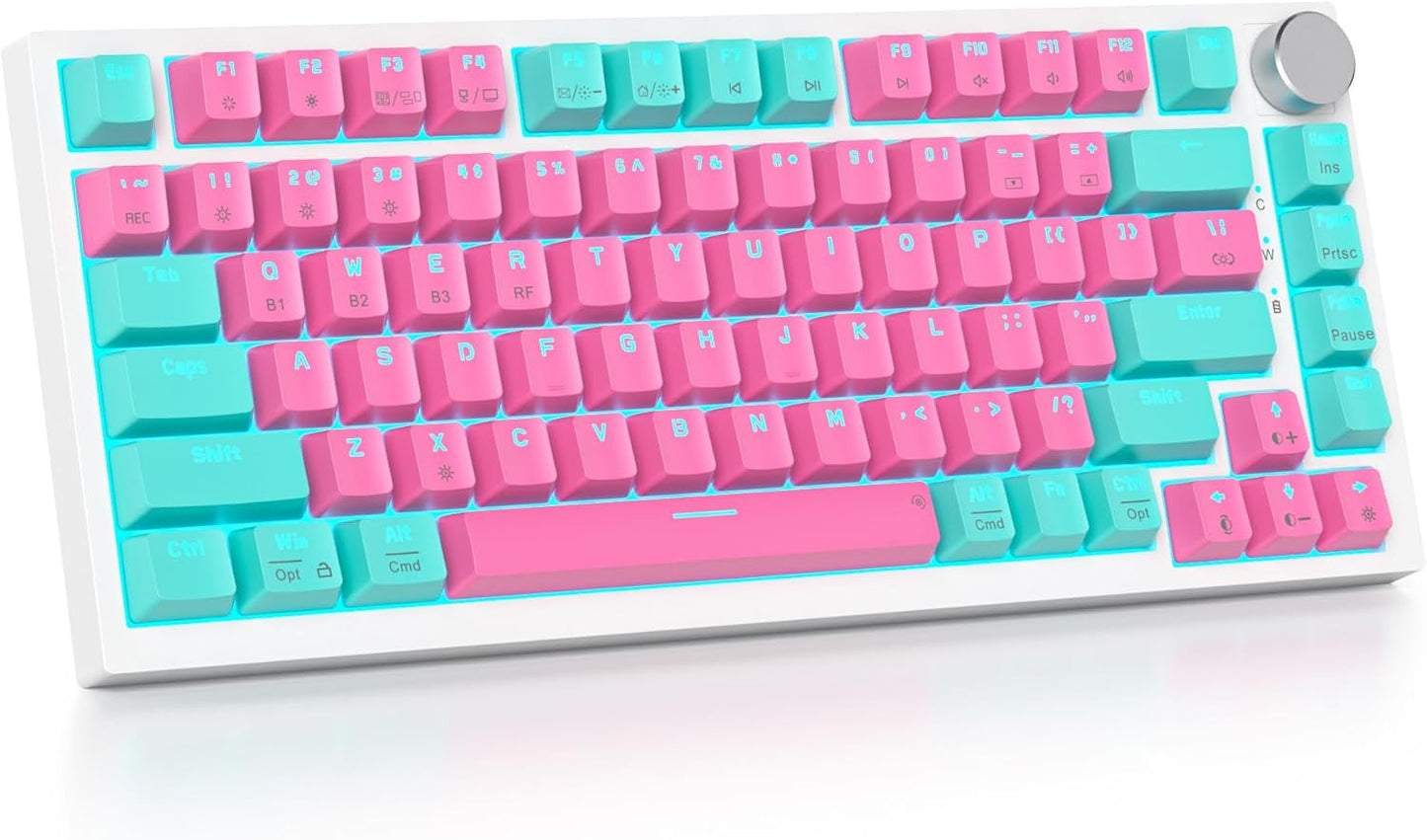 75% Wireless Creamy Mechanical Keyboard, Hot Swappable Custom Keyboard, RGB Backlit Gasket Gaming Keyboard, 2.4G/BT5.0/USB-C Mechanical Gaming Keyboard, Pre-lubed Linear Gray Cream Switches