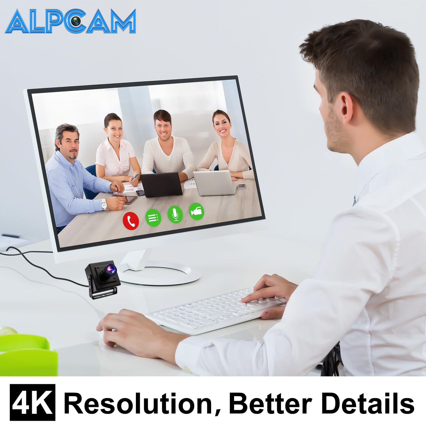 ALPCAM 4K USB Camera Ultra HD 2160P Webcam with IMX317 Sensor,170 Degree Fisheye Lens USB Camera Module with Dual Microphone, Plug and Play USB Webcam for Windows/Mac/Linux/Raspberry Pi