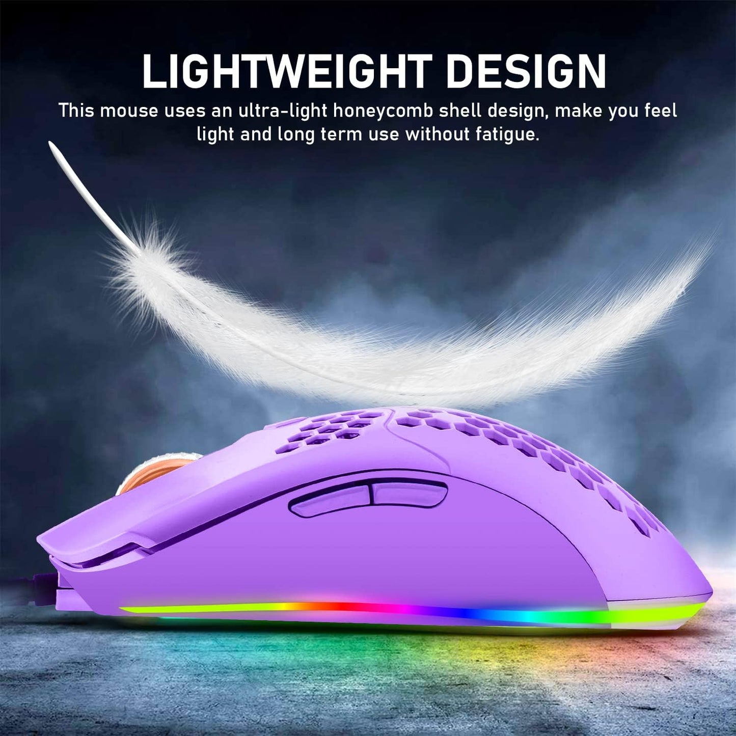 ZIYOU LANG Wired Lightweight Gaming Mouse,6 RGB Backlit Mouse with 7 Buttons Programmable Driver,6400DPI Computer Mouse