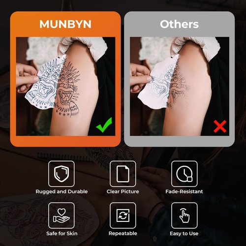 MUNBYN Tattoo Stencil Printer ITP06 and Tattoo Transfer Paper 50