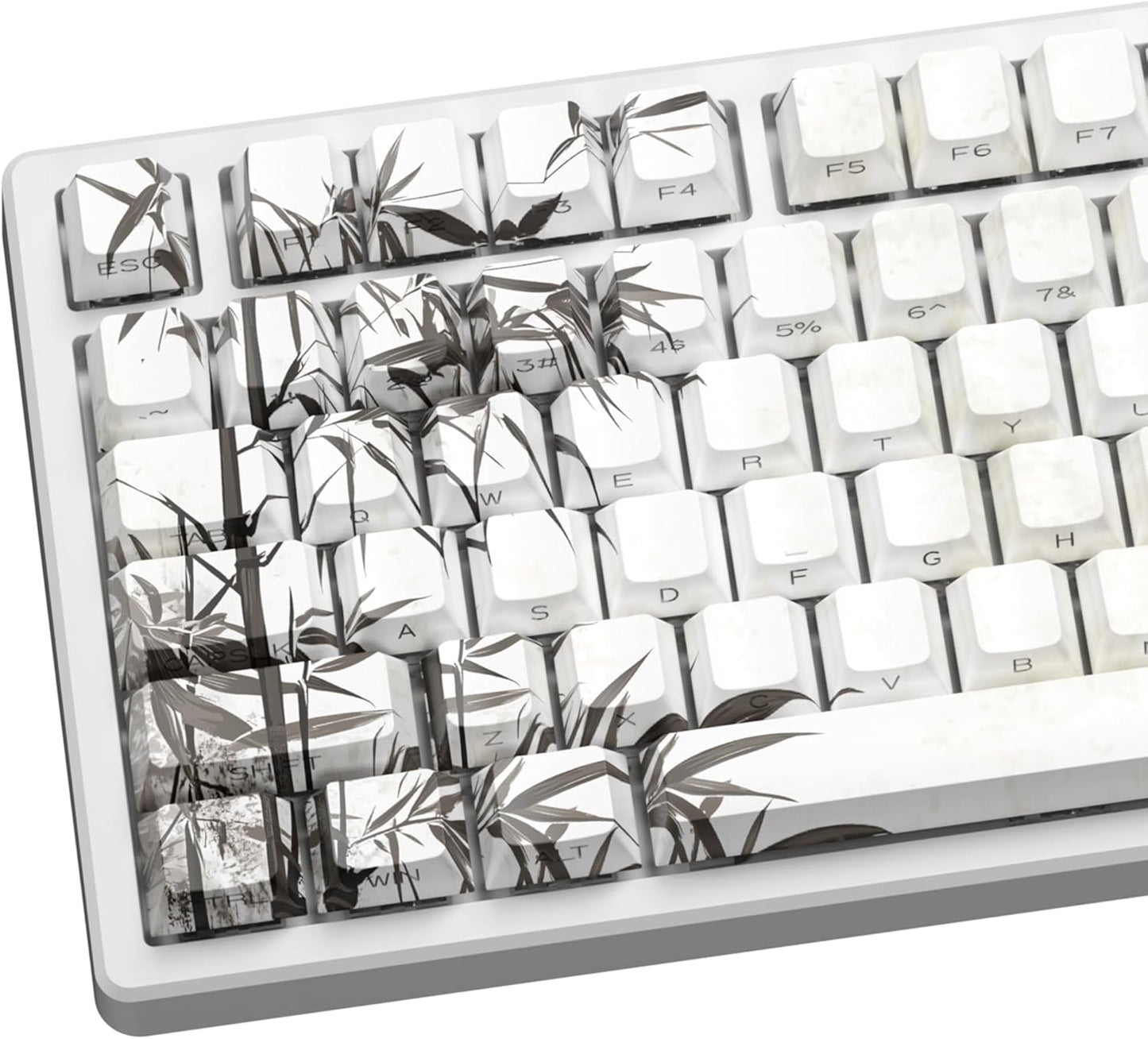 XVX Double Shot PBT Keycaps, Ink Plum Blossoms Keycaps, Side Printed Shine Through Keycap Sets, Cherry Profile Keyboard Caps with Dye Sublimation Suitable for MX Switches Mechanical Keyboard