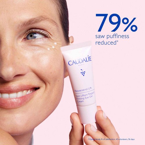 Caudalie Resveratrol-Lift Firming Depuffing Eye Gel Cream with Peptides, Hyaluronic Acid, and Vegan Collagen I - 15 mL
