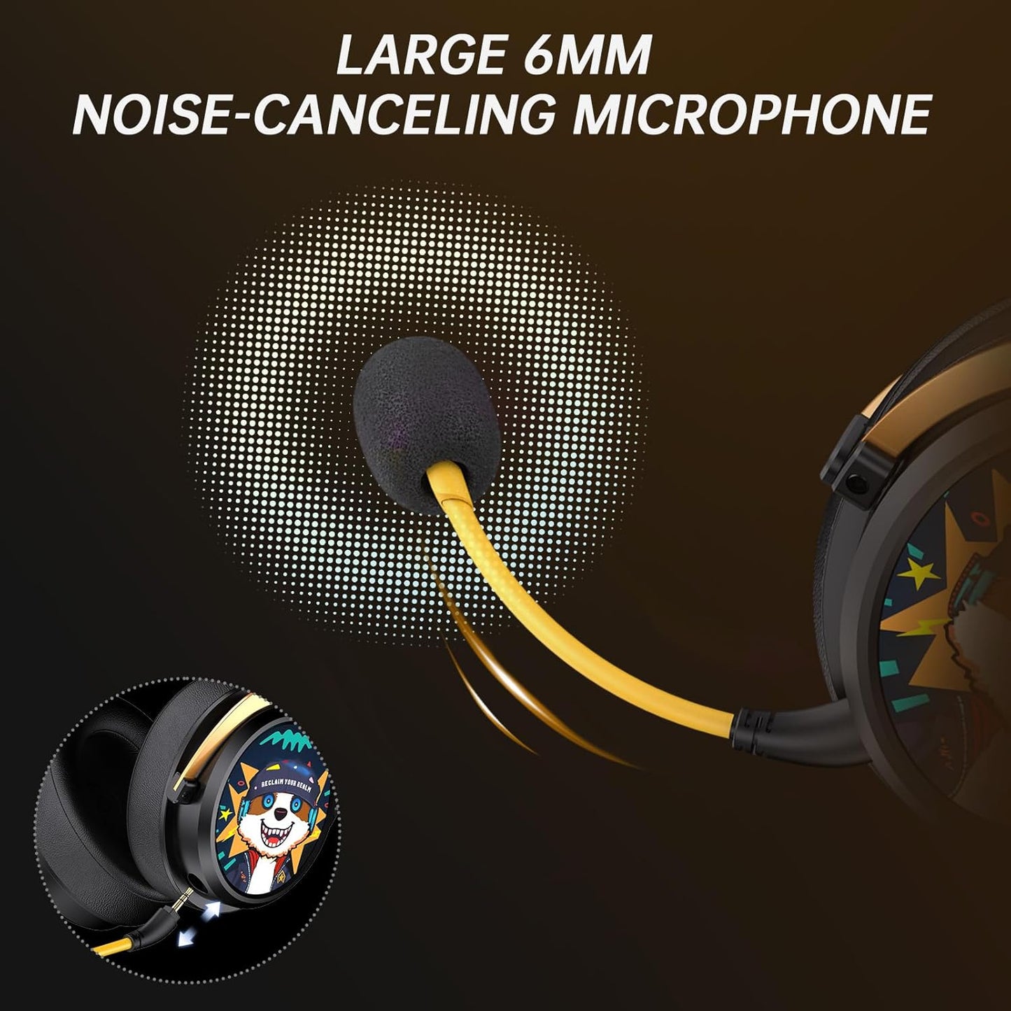 2.4GHz Wireless Gaming Headset for PS5, PS4, PC, Switch, 7.1 Surround Sound, Bluetooth 5.4 Gaming Headphones for Phone, Pad, Laptop, 6mm Noise Canceling Mic, Bio-Dynamic Stereo Sound - Black