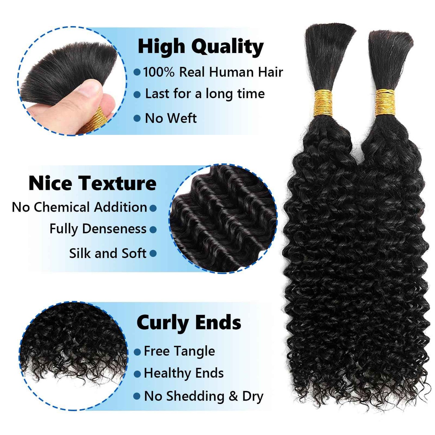 Human Braiding Hair For Boho Braids 110g Jerry Curly 12A Remy Boho Human Hair For Braiding No Weft 2 Braids Per Pack Boho Hair for Braiding 18 inch Natural Black