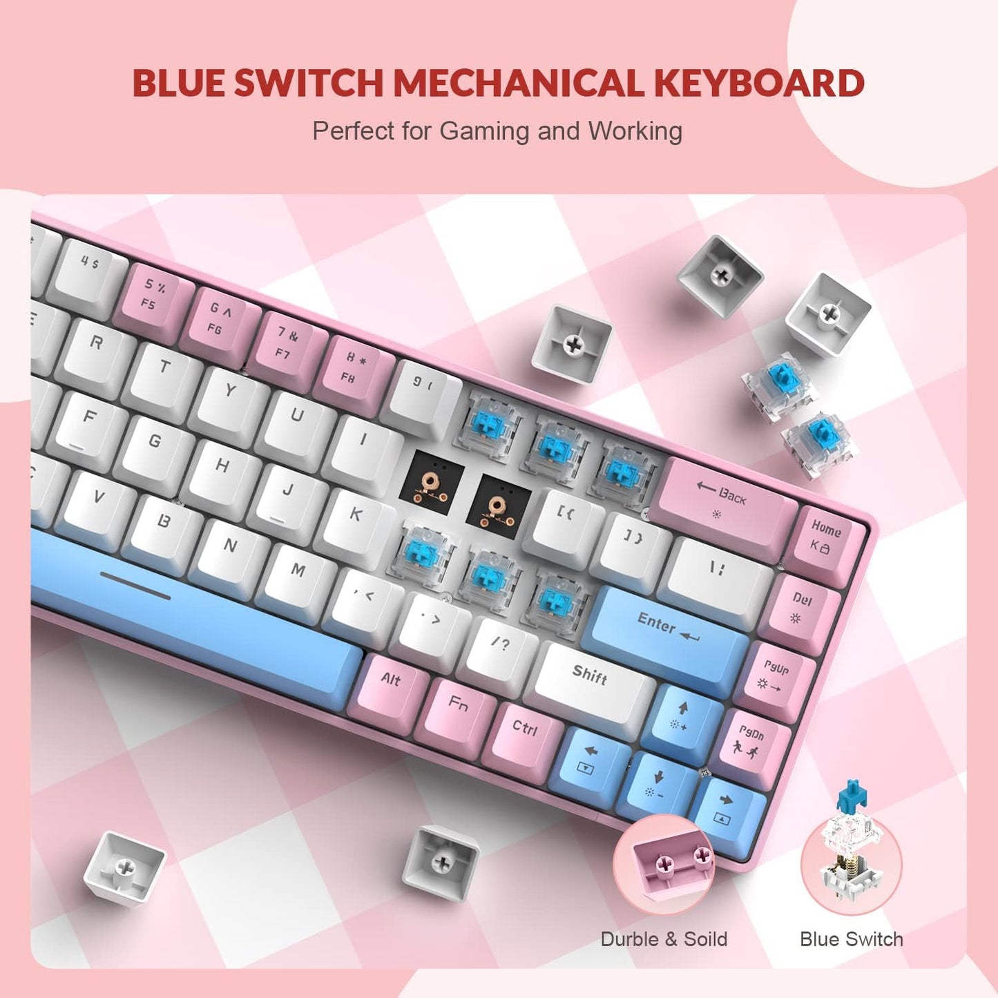 ZIYOU LANG RK-T8PR0 Wired 65% Mechanical Gaming Keyboard and Mouse Combo with RGB Backlit Anti-ghosting TKL Mini 68 Key Coiled C to A Cable Tactile Blue Switch for PS4 PS5 Xbox PC Mac Gamer(Dark Gray)
