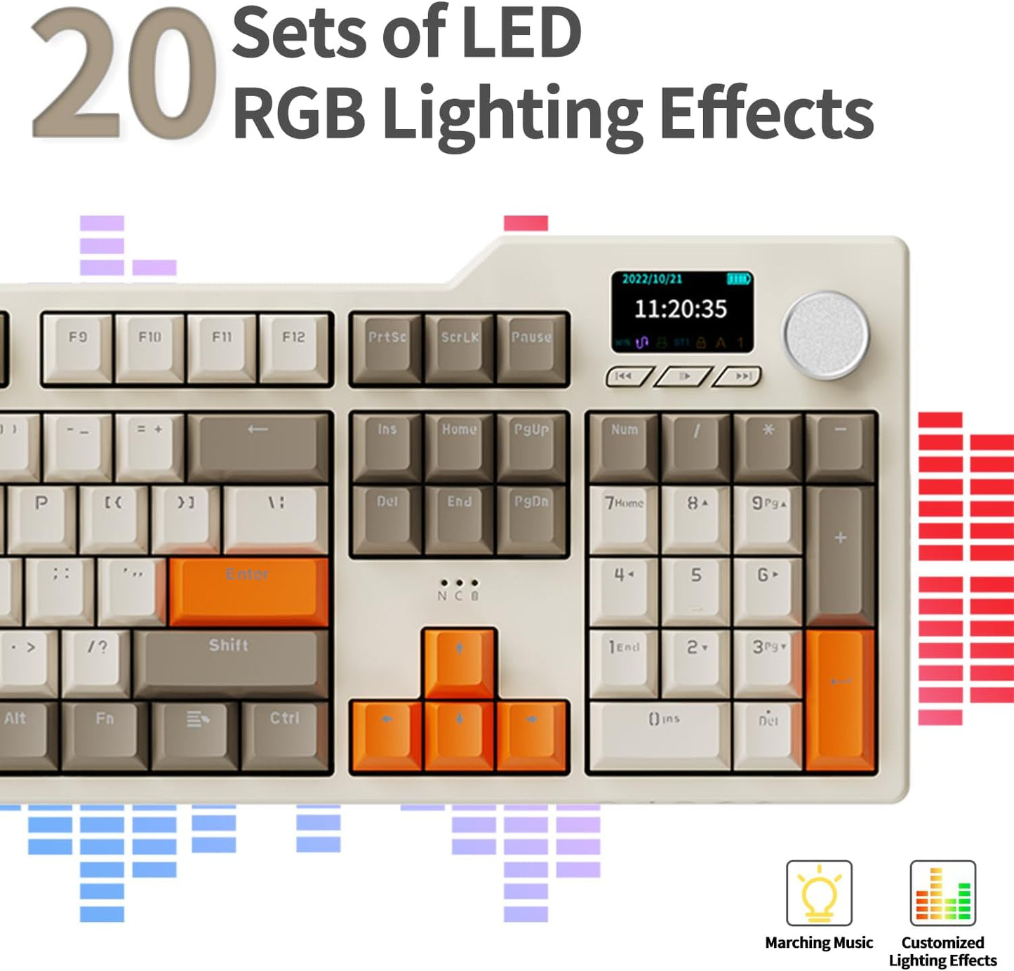 AJAZZ AK35I V3 104-Key Full Size Wired Gasket Mount Gaming Keyboard with Multimedia Buttons & Knob Control | Five Layer Pad | OEM Profile PBT Keycaps | Blue Backlit Custom Keyboard