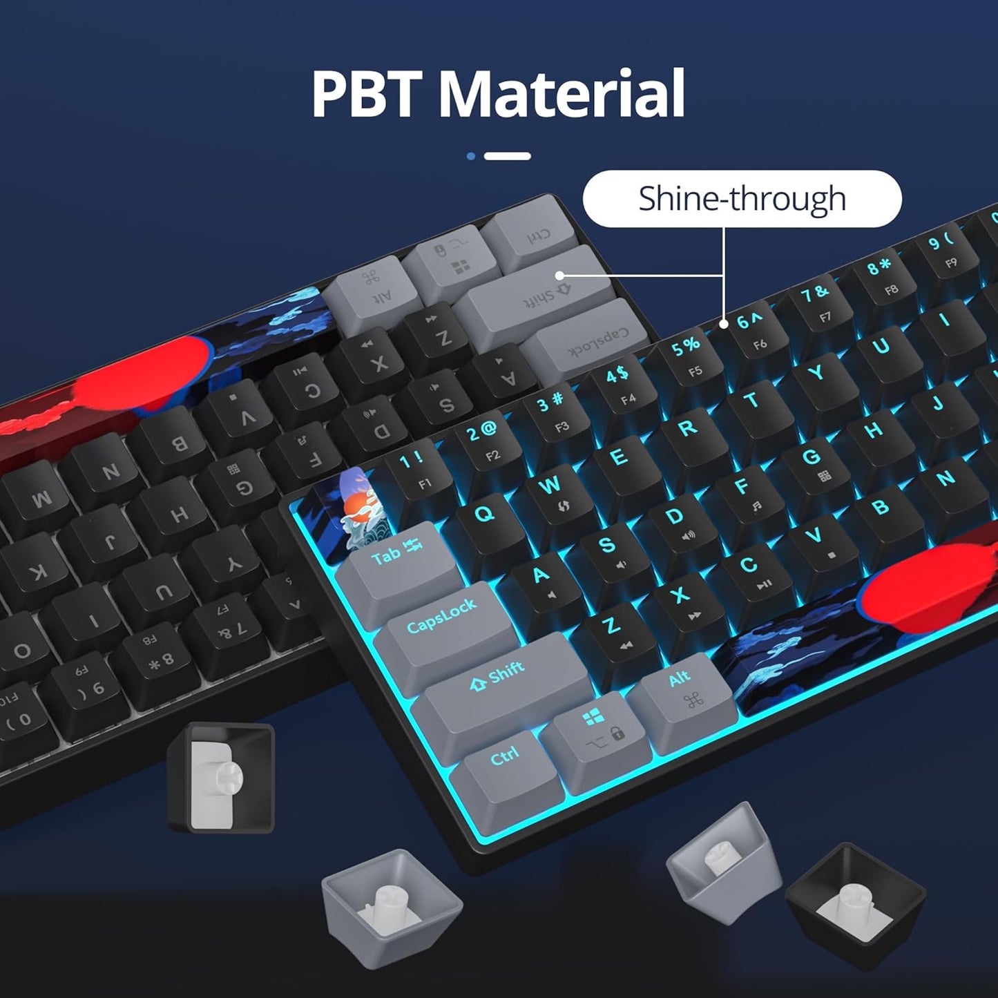 60 Percent Gaming Keyboard 61 Keys Wired Mechanical Keyboard Ultra Compact Key Board Red Switch LED Backlit for Windows Laptop Gamer