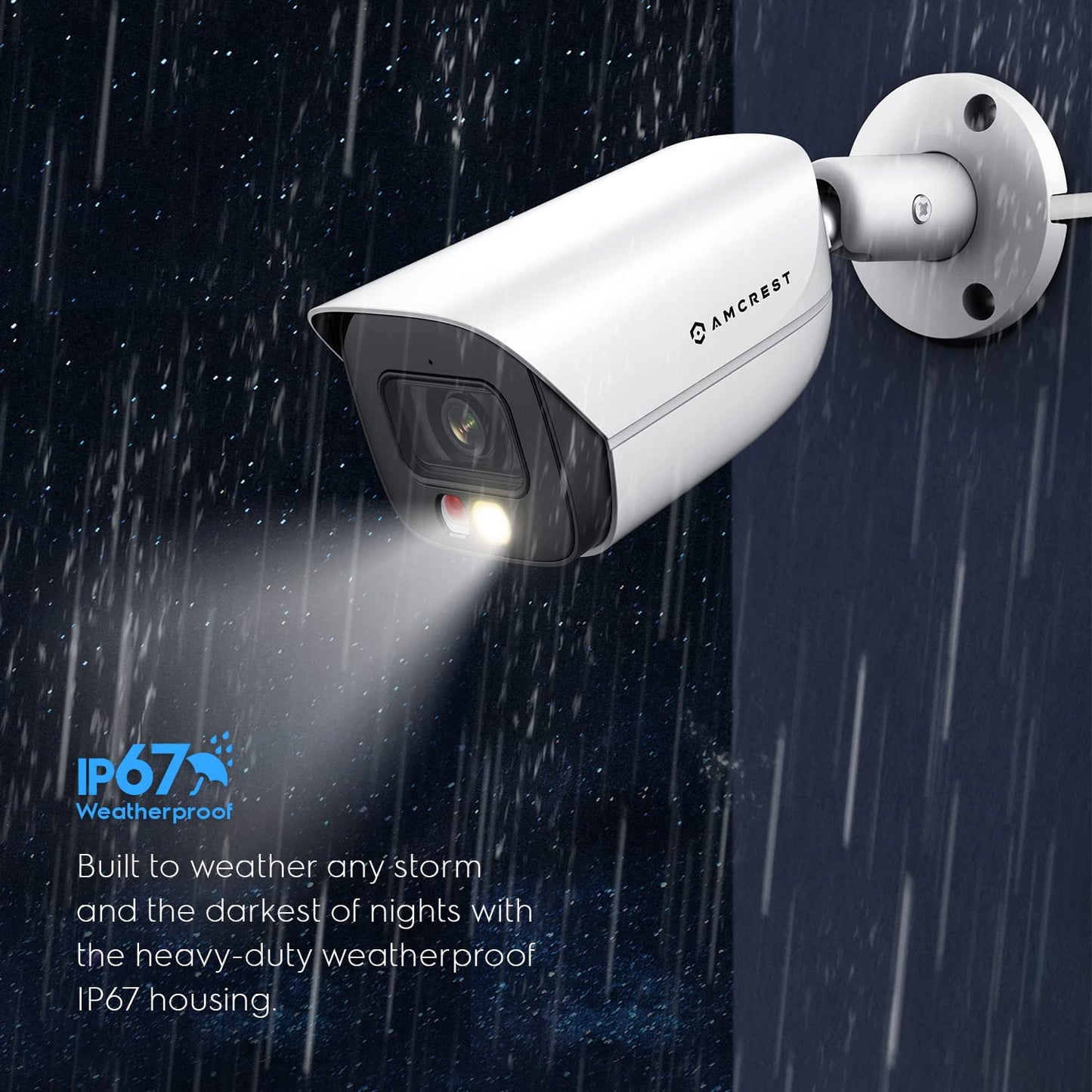 Amcrest 5MP IP PoE AI Camera w/ 49ft Color Night Vision, Security Outdoor Bullet Camera, Built-in Microphone, Human & Vehicle Detection, Active Deterrent, 129° FOV, 5MP@20fps IP5M-B1276EW-AI (White)