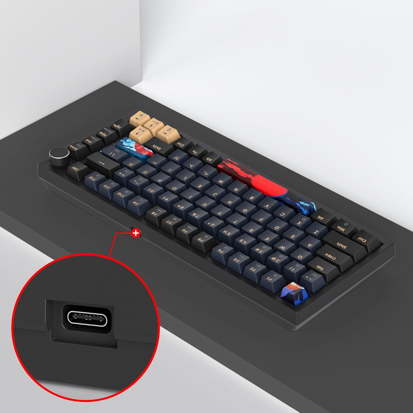 75 Percent Keyboard Gasket-Mounted with Sound Absorbing Pads, 82-Key Compact Wired RGB Mechanical Gaming Keyboard Hot-Swap Socket for Win, Dolch