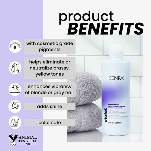 Kenra Violet Shampoo & Conditioner Set | Eliminates Brassy Tones | Purple Pigment + Deposit | Neutralizes Yellow | Moisturizes Processed Hair | Enhances Vibrancy of Blonde or Gray Hair | Liter Duo