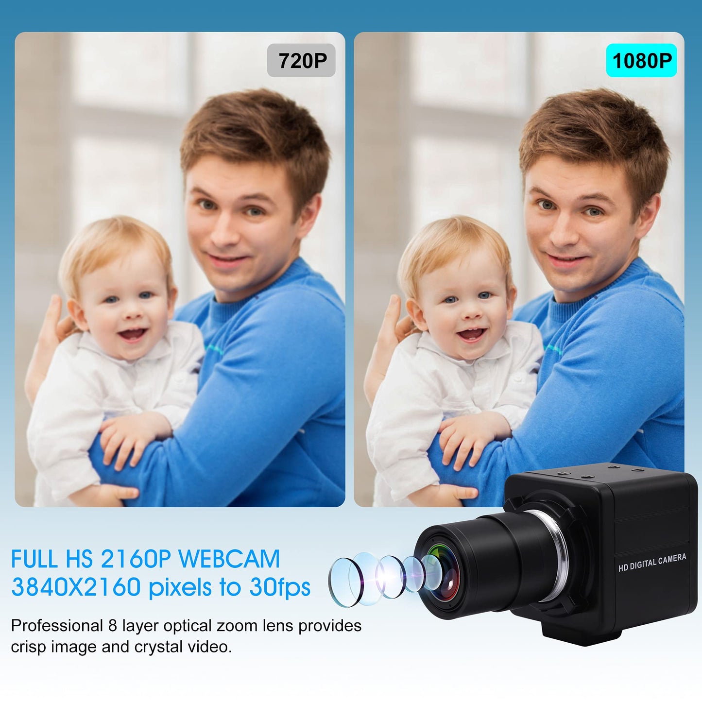 4K USB Camera Manual Zoom Webcam 2.8-12mm Variable Focus PC Camera for Computer Mini UVC USB2.0 Web Camera IMX317 Varifocal USB with Camera Industrial Video Close-up Camera for Laptop Android Mac