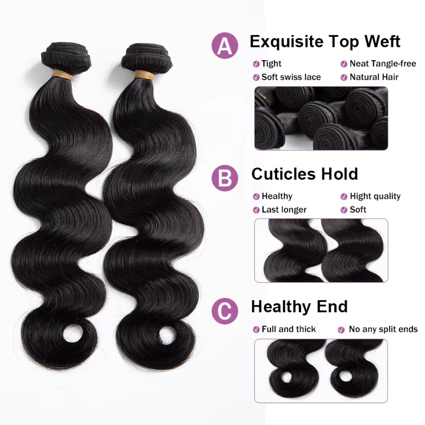 12A Human Hair Bundles 20 22 24 26 Inch Body Wave 100% Unprocessed Brazilian Virgin Hair 4 Bundles Deals Human Hair Extensions Quick Weave Human Hair Natural Black Color