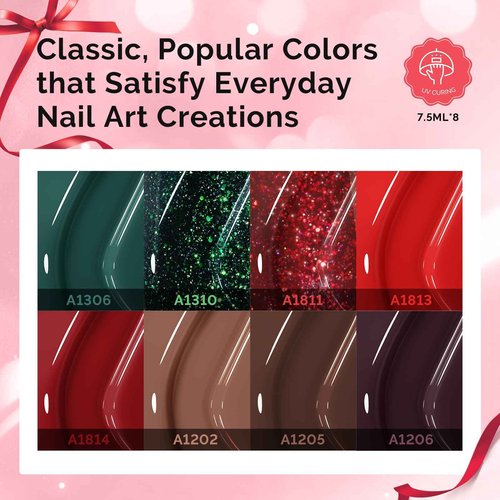 MelodySusie Gel Nail Polish Kit with UV Light P-PLUS30F- Popular Color Gel with Builder and Baser &Glossy Top Coat Soak Off Includes Nail Art Tools Nail Art Gift for Women & Girls