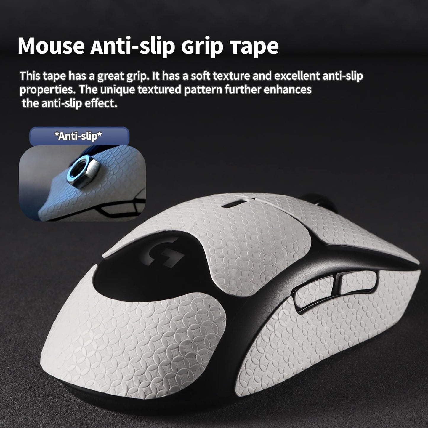 Anti-Slip Mouse Grip Tape for Logitech G Pro Wireless Mouse Skin Sweat-Resistant G Pro Mice Sticker Decal(White)