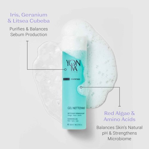 Yon-Ka Gel Nettoyant, Guarana Scrub Set | Gentle Foaming Face Wash and Makeup Remover | Facial Exfoliator and Detoxifying Scrub | Normal and Acne Prone Skin | Set of 2, 6.76 fl oz and 1.87 oz